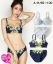ブラジャー&ショーツセット (B85/LL-D100/5L) 大きいサイズ 花柄 レース ブラジャー ・ ショーツ セット ニッセン nissen