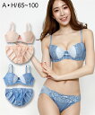 【16日最終エントリーでポイント3倍】 ブラジャー&ショーツセット (B85/LL-D100/5L) クラシカルフラワーブラジャー・ショーツセット ニッセン nissen