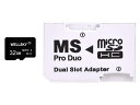 東芝製チップ 採用オリジナルブランド micro SDHC 32GB Class10 クラス10 UHS-I U1 1枚 & メモリースティック ProDuo 変換アダプター 1枚 [ メモリースティック Pro Duo mark2 32GB Memory Stick Pro Duo 32GB ] NP-FM500H NP-BN1