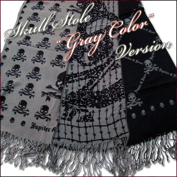 △Jupiter&Juno(ジュピターアンドジュノ)Skull Stole/GRAY(スカルストール/グレー)