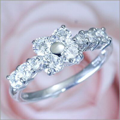 輝き保証！Ptプラチナ ダイヤ【スイートテン】フラワーリング［1.0ct］＜ダイヤ カラー F・G　クラリティ VS〜SI1＞【特価　ダイヤモンド】【楽ギフ_包装】【0201-送料無料】【0208-送料無料】