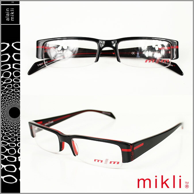 ミクリ/mikli メガネ [M0702-col07] ブラック×レッド セルフレーム [男女兼用] 眼鏡 サングラス BLACK RED GLASSES [あす楽/正規]