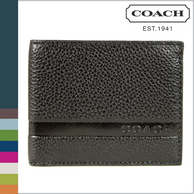 コーチ COACH F74438 メンズ 二つ折り財布 [ブラック] キャムデン ぺブルド スリム ビルフォード正規アウトレット/OUTLET/シグネチャー/送料無料/USA FACTORY/MEN'S/通販/新品