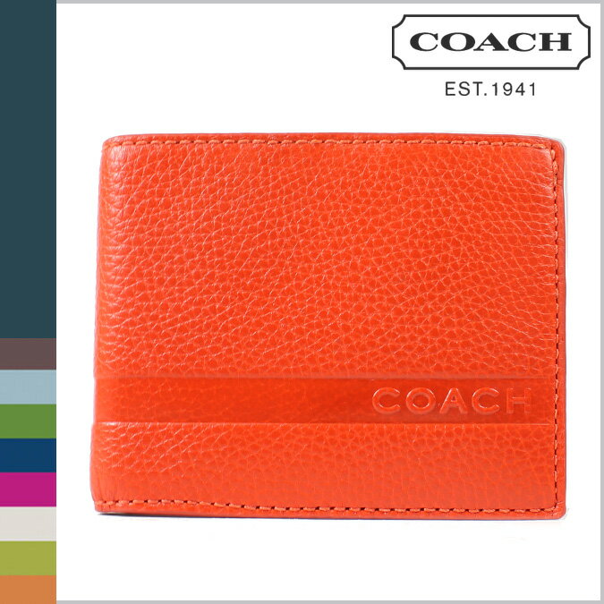 コーチ COACH F74438 メンズ 二つ折り財布 [オレンジ] キャムデン ぺブルド スリム ビルフォード 正規 アウトレット/USA/FACTORY/通販/新品【mens_0803w】