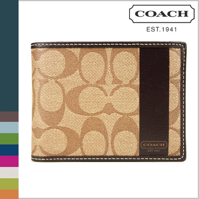 コーチ COACH F74454 メンズ [カーキ×ブラウン] 二つ折り財布 CHS パスケース ID ウォレット 正規 アウトレット/USA/FACTORY/通販/新品［7/14 追加入荷］【mens_0803w】