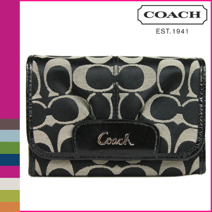 コーチ COACH F46157 二つ折り財布 [ブラックホワイト×ブラック] アシュレイ シグネチャー サテン コンパクト クラッチ ウォレット 正規アウトレット/OUTLET/シグネチャー/送料無料/USA FACTORY/通販/新品 ［7/28 新入荷］【mens_0803w】