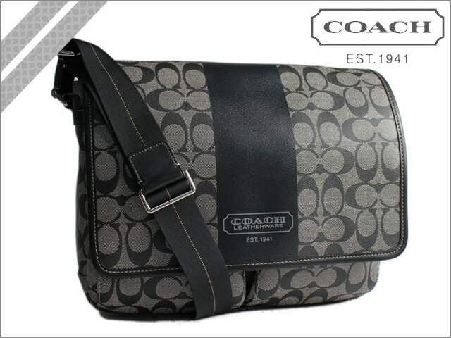 コーチ COACH F70432 メンズ ショルダーバッグ [ブラック×ホワイト] ヘリテイジ ストライプ マップ /メッセンジャーバッグ 正規 アウトレット/USA/FACTORY/通販/新品 [8/17 再入荷]☆★☆送料無料☆★☆シグネチャー コーチ COACH バッグ 財布 正規アウトレット