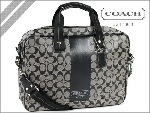 コーチ COACH F70431 メンズ [ブラック×ホワイト] 2way ショルダーバッグ ヘリテージ ストライプ ブリーフケース 正規 アウトレット/USA/FACTORY/通販/新品【mens_0803w】