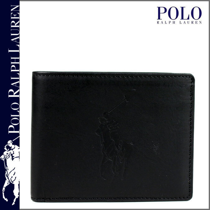 ポロ ラルフローレン/POLO by RALPH LAUREN/ 二つ折り財布(小銭入れナシ) [ブラック] 405072098001 /ポニー/レザー/男女兼用 [7/31 新入荷][正規] ★★