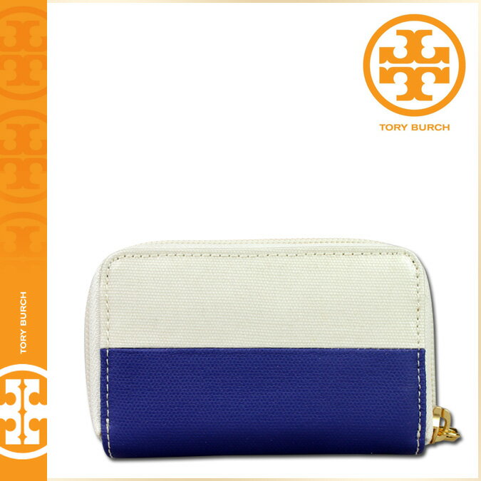 [SOLD OUT]送料無料 トリーバーチ TORY BURCH コインケース [ピレートブルー ナチュラル] 21129377 424 DIPPED ZIP COIN CASE コーティングキャンバス レディースPIRATE BLUE NATURAL [ 正規 あす楽 ]