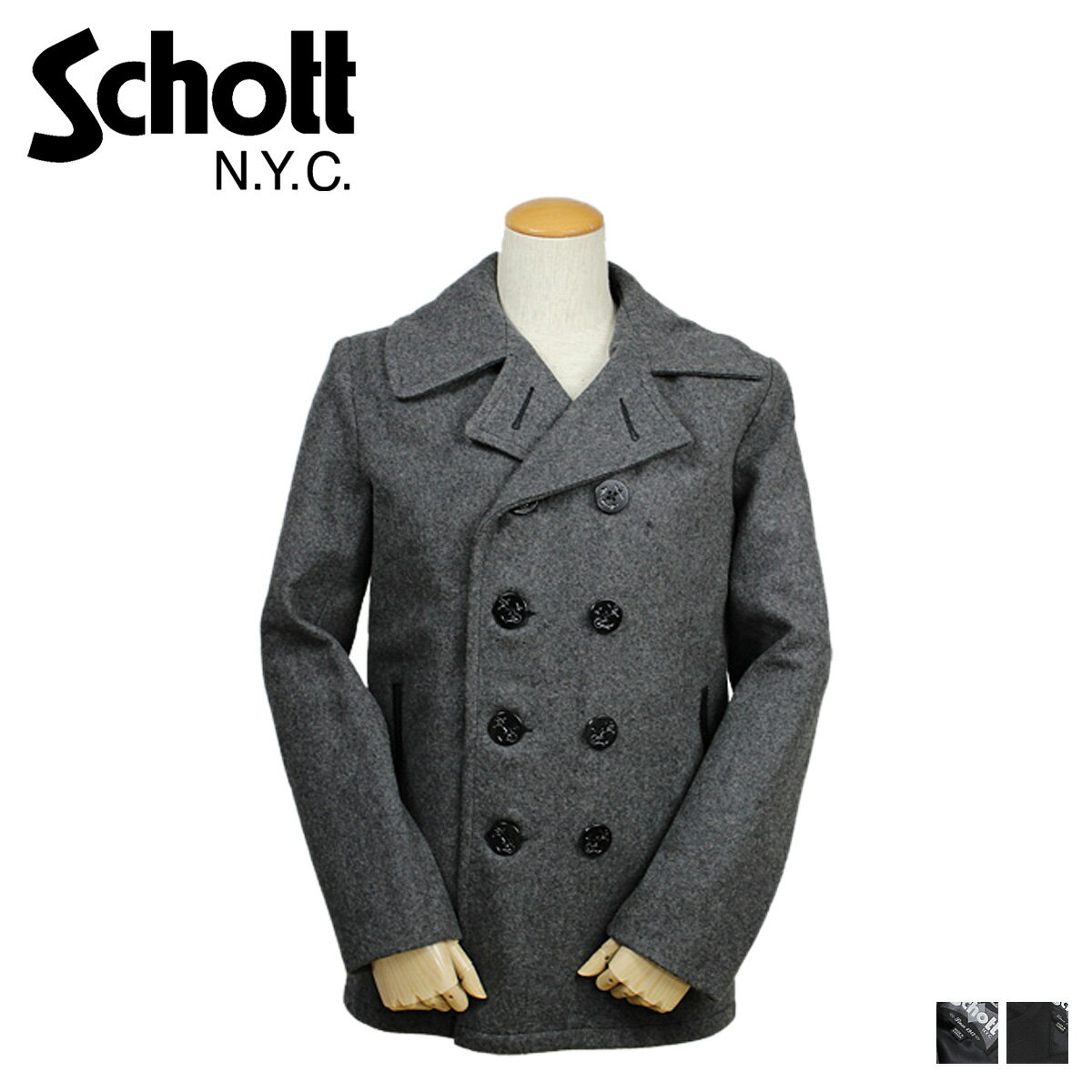 送料無料 ショット Schott ピーコート メンズ コート ジャケット 2カラー PEA COAT [ 正規 あす楽 ]【バレンタイン】