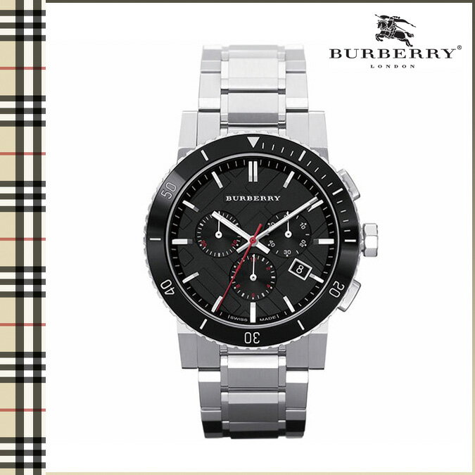 送料無料 バーバリー BURBERRY 腕時計 メンズ レディース 42mm クロノグラフ ウォッチ 時計 2014年 入荷 BU9380 シルバー×ブラック THE CITY ユニセックス [ 正規 あす楽 ]【バレンタイン】