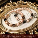 コットンパール ブレスレット レディース パワーストーンブレスレット NOLITA fairy stone 天然石コットンパール オニキス 水晶 スモーキークォーツ PANDORA チャーム 付き 天然石ブレスレット Tiara