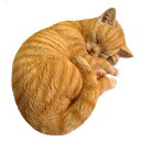 野川農園 レジン製 眠り猫 ネコ B　茶トラ　　12689サイズ(約):W28cm×D21cm×H11cm