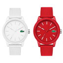 【ペア収納ケースつき】LACOSTE ラコステ 腕時計 ペアウォッチ 同じサイズセット ユニセックス 男女兼用 ペアルック L.12.12 ホワイト レッド ラバー 20109842010988 ビジネス 男性 女性 ペアセット カップル ブランド プレゼント 誕生日 お祝い プレゼント ギフト お洒落