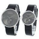 CALVIN KLEIN カルバンクライン CK 時計 メンズ レディース ペアウォッチ スイス製 腕時計 ACCENT アクセント 41mm 32mm ブラック×ブラック レザー K2Y211C3K2Y231C3 ビジネス 男女 ペアセット カップル 時計 誕生日 お祝い ギフト クリスマス プレゼント