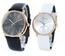 CALVIN KLEIN カルバンクライン CK 時計 メンズ レディース ペアウォッチ スイス製 腕時計 City シティ ACCENT アクセント 40mm 32mm ブラック×ホワイト レザー K8Q316C3K2Y236K6 クリスマス プレゼント