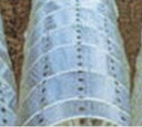 PO 穴あきトンネル 孔3列X幅185cmX長さ100m 換気、穴あき効果で高温障害を防ぎます。作物の低温耐性を強化します。