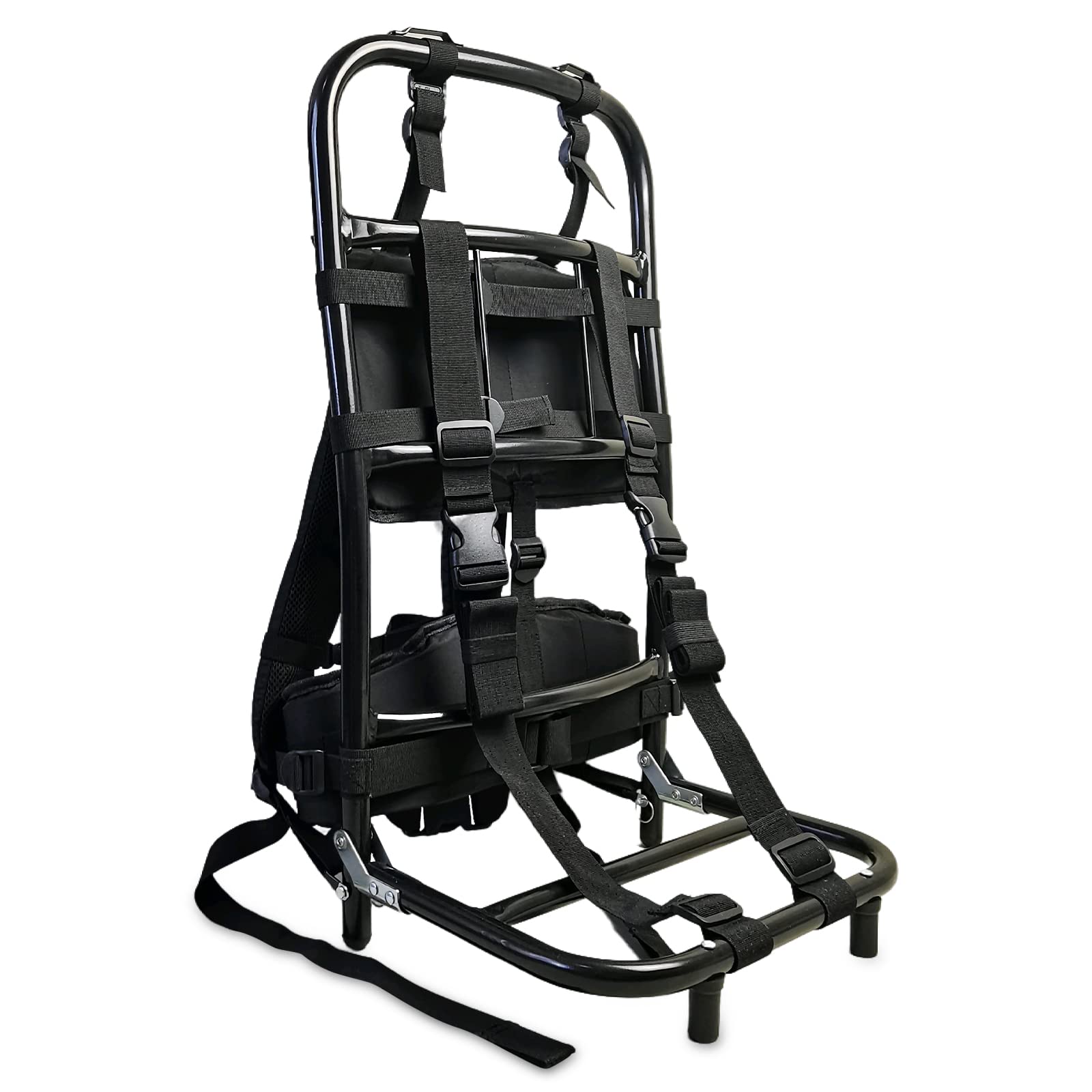 【送料無料】[PAKESI] キャリー 背負子 登山用 アルミ合金 ポータブル 折りたたみ式 耐荷重60KG 頑丈 バックパック外枠 釣り/キャンプ/アウトドア ブラック 37*25*73cm