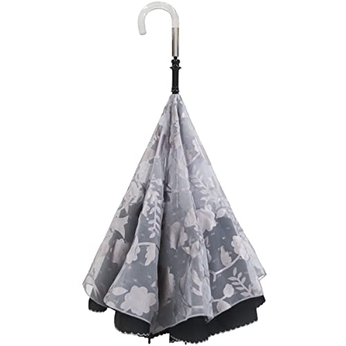 【送料無料】【 CARRY saKASA キャリーサカサ Dressy Style ドレッシースタイル 】 逆さ傘 シースルーの透ける生地使用 レディース 軽量 晴雨兼用 傘 両面デザイン 日傘 長傘 さかさ傘 自立する 逆折り式傘 ファッション 濡れない UVカット 超撥水 340g プレゼント おし