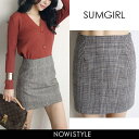 SUMGIRL(サムガール)グレンチェックミニスカート【9/8up_r】韓国 韓国ファッション スカート チェック柄 ミニスカート セクシー ボックススカート ミニ丈 チェック グレンチェック 英国チェック 秋 トレンド ナンニング レディース【あす楽】