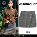 MERONGSHOP(メロンショップ)グレンチェック台形スカート【9/8up_wo】韓国 韓国ファッション ボトムス スカート タイトスカート 台形スカート ミニスカート チェック グレンチェック 秋レディース ファッション【5】※メール便不可