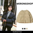 MERONGSHOP(メロンショップ)ノーカラーショートダウン【11/1up_wo】【送料無料】韓国 韓国ファッション アウター コート ダウン ジャケット ノーカラー ショートダウン 大きいサイズ 冬 レディース ファッション【あす楽】※メール便不可