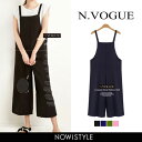 N.Vogue(エヌヴォーグ)クロップド丈オールインワン【6/5up_mo】韓国 韓国ファッション オールインワン ブラック シンプル 無地 楽ちん マタニティ サロペット オーバーオール 夏 レディース ファッション【あす楽】