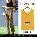 N.Vogue(エヌヴォーグ)Vネックノースリーブトップス【8/4up_mo】【メール便120円】韓国 韓国ファッション トップス Vネック ノースリーブ ブラウス カットソー ニットソー サマーニット ノースリーブニット 夏 秋 レディース ファッション【即納】