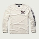 ◆【期間限定値下げ中】【送料無料】【新品】アバクロ【Mensメンズ】アップリケ長袖Tシャツ(ロンT)/Cream【Logo Graphic Tee】【Abercrombie&Fitch】【本物保証】
