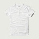 ◆【送料無料】【新品】アバクロ【Mensメンズ】ヘンリーネックTシャツ(半袖)/White【Icon Short-Sleeve Henley】【Abercrombie&Fitch】【本物保証】