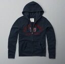 ◆【期間限定値下げ中】【送料無料】【新品】アバクロ【Mensメンズ】フルジップパーカー/Navy【Logo Graphic Full-Zip Hoodie】【Abercrombie&Fitch】【本物保証】