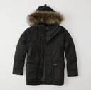 ◆【期間限定値下げ中】【送料無料】【新品】アバクロ【Mensメンズ】フェイクファートリムフード付ダウンジャケット/Black【Expedition Parka】【Abercrombie&Fitch】【本物保証】