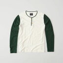 【送料無料】【新品】アバクロ【Mensメンズ】ヘンリーネック長袖Tシャツ(ロンT)/Green【Baseball Henley】【Abercrombie&Fitch】【本物保証】