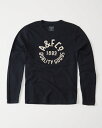 ◆【送料無料】【新品】アバクロ【Mensメンズ】アップリケグラフィック長袖Tシャツ(ロンT)/Navy Dd【Long-Sleeve Applique Graphic Tee】【Abercrombie&Fitch】【本物保証】