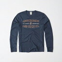◆【期間限定値下げ中】【送料無料】【新品】アバクロ【Mensメンズ】プリント長袖Tシャツ(ロンT)/Navy【Logo Long-Sleeve Tee】【Abercrombie&Fitch】【本物保証】