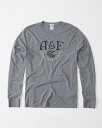 ◆【期間限定値下げ中】【送料無料】【新品】アバクロ【Mensメンズ】プリント長袖Tシャツ(ロンT)/Heather Grey【Logo Long-Sleeve Tee】【Abercrombie&Fitch】【本物保証】
