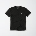◆【送料無料】【新品】アバクロ【Mensメンズ】VネックTシャツ(半袖)/Black【Icon V-Neck Tee】【Abercrombie&Fitch】【本物保証】