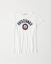 ◆【送料無料】【新品】アバクロ【Womens】アップリケTシャツ/White【Logo Graphic Tee】【Abercrombie&Fitch】【本物保証】【レディース】