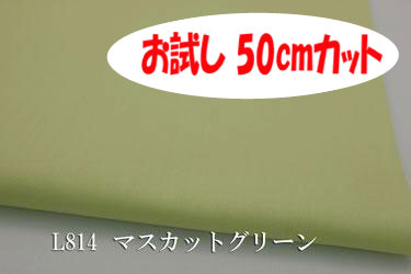 「お試し　50cmカット（幅広160cm）」　ワイドスイングクロス 【色：マスカットグリーン L814】　幅広 160cm ! コットン　100％♪