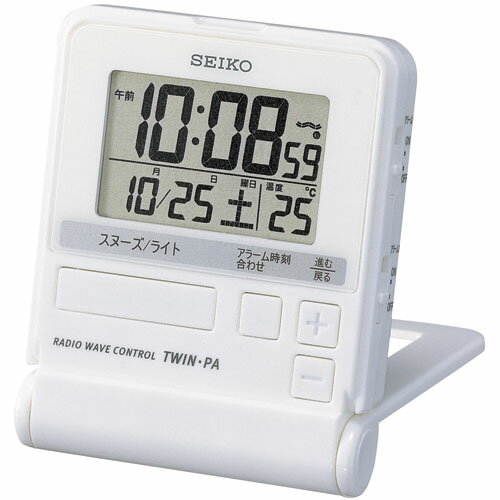 セイコー　SEIKO　目覚まし時計　置き時計　SQ679W　トラベラ　携帯用　電波修正　デジタル　カレンダー　温度計　特別価格　数量限定　  