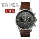トリワ TRIWA 腕時計 メンズ レディース 径42mm クロノグラフ STEEL NEVIL SMOKY NEST114-CL010412 ブラック×シルバー×ブラウンレザー ..