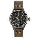 【国内正規品】【ギフト包装無料】ラコ LACO パイロットウォッチ Paderborn Erbstuck パーダーボルン エアブシュトゥック 861932 メンズ ドイツ製 自動巻き機械式 腕時計 径42mm アンティーク加工 ブラウンレザーベルト 【送料無料】
