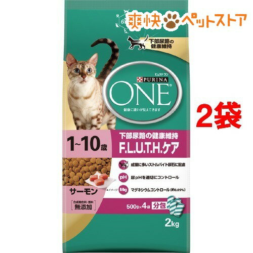 ピュリナワン キャット F.L.U.T.H.ケア 1〜10歳 サーモン(2kg*2コセット)【ピュリナワン(PURINA ONE)】[キャットフード ドライ]