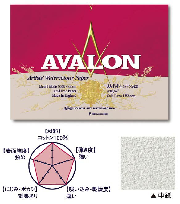 【新製品】英国水彩紙「アヴァロン　AVALON」ブロックF4サイズ