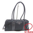 【中古】 プラダ ショルダーバッグ レディース ブラック 黒 ナイロン レザー 肩掛け