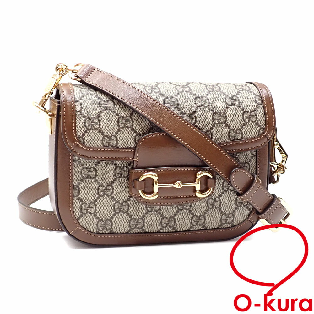 【中古】 グッチ スモール ショルダーバッグ グッチホースビット1955 ベージュ エボニー ブラウン GGスプリームキャンバス レザー 658574 レディース メンズ 男女兼用 斜め掛け