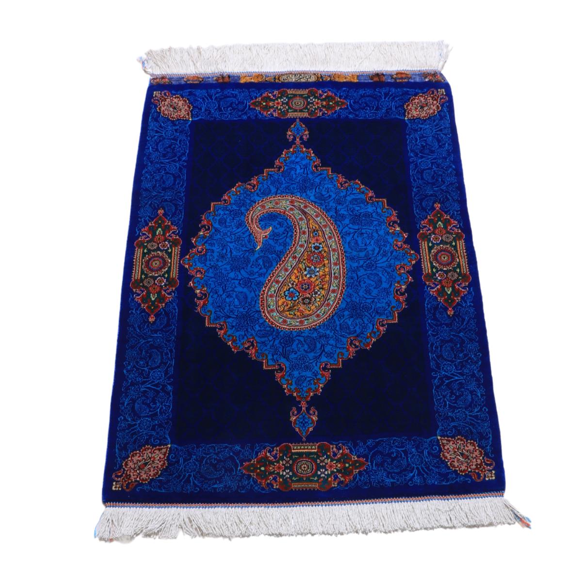 ペルシャ絨毯 イラン製 93×59cm 手織り 天然 シルク100% 長方形 草木染 高級 ナチュラル 北欧 ラグ 絨毯 マット ラグマット カーペット 床暖房対応 ホットカーペット対応 （FN-70286）