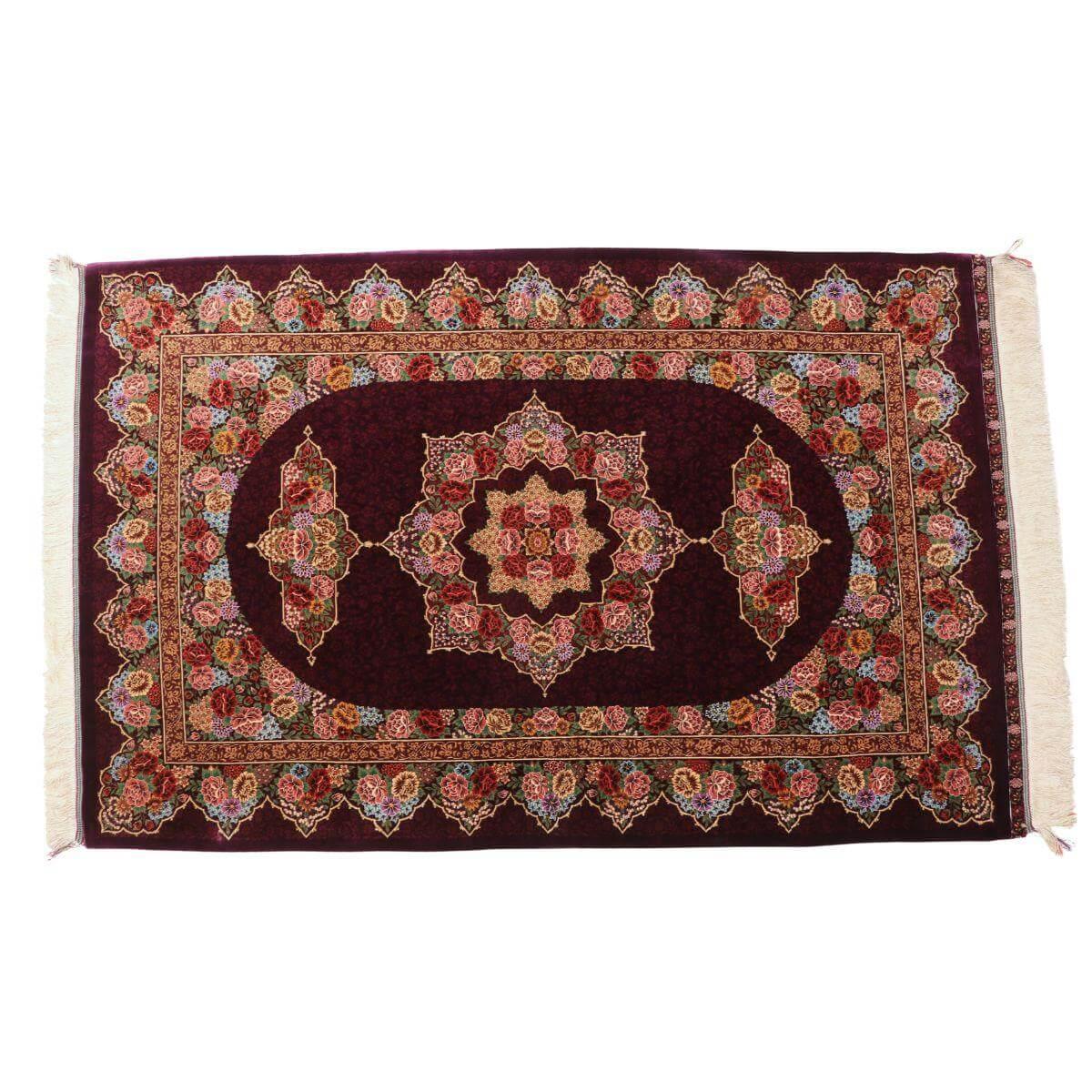 ペルシャ絨毯 イラン製 153×98cm 手織り 天然 シルク100% 長方形 草木染 高級 ナチュラル 北欧 ラグ 絨毯 マット ラグマット カーペット 床暖房対応 ホットカーペット対応 （FN-70350）