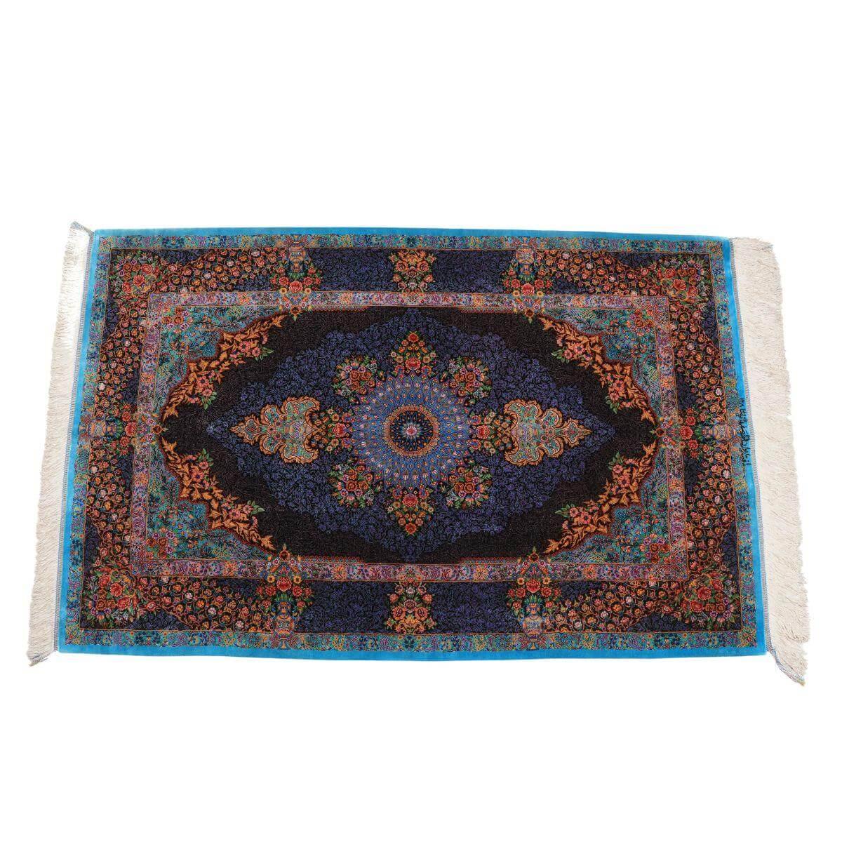 ペルシャ絨毯 イラン製 155×99cm 手織り 天然 シルク100% 長方形 草木染 高級 ナチュラル 北欧 ラグ 絨毯 マット ラグマット カーペット 床暖房対応 ホットカーペット対応 （FN-70358）